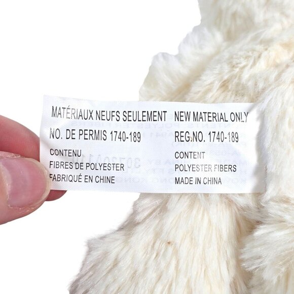 HK City Toys Cream Plush Teddy Bear Stuffed Animal Blue Satin Bow Soft Small - Picture 4 of 6